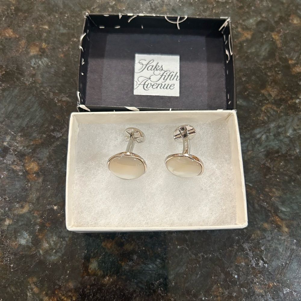 Men’s Ox and Bull , mother of pearl stainless cufflinks